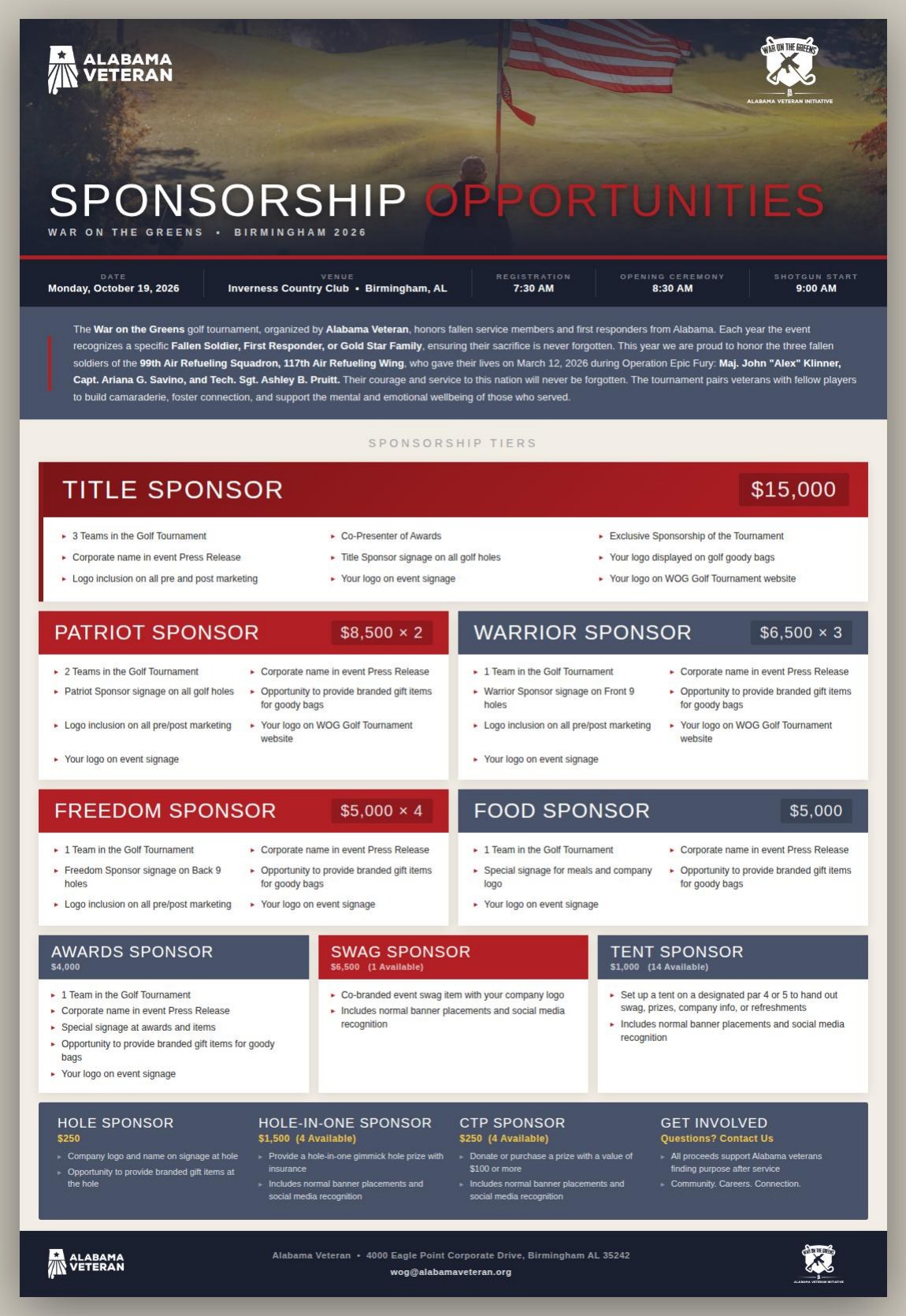 War on the Greens 2026 sponsorship flyer